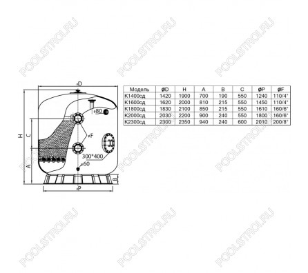 Фильтр K1800сд. шпул. навивки. d.1.8м. 125м³/ч.  фланец 6