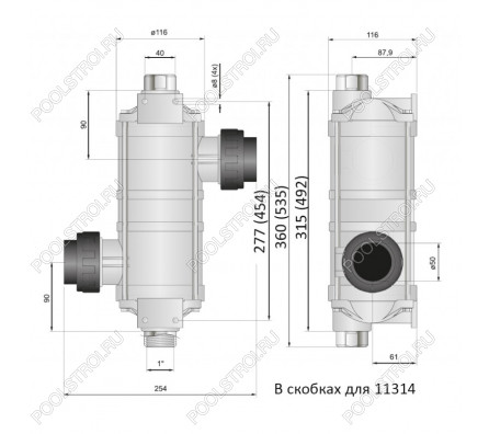 Теплообменник HI-TEMP. 40 кВт. корпус пластик. спираль AISI-316. Pahlen