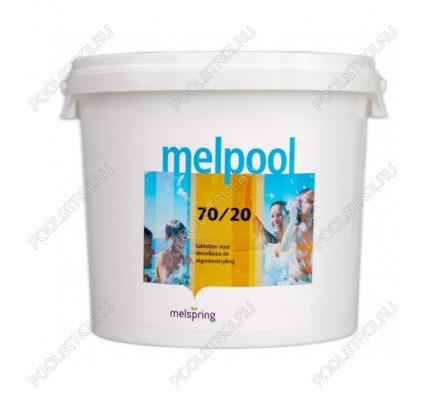 Дезинфектант для бассейна на основе гипохлорита кальция Melpool N.X 70/20 в таблетках (5кг)