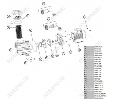 Насос для бассейна Hayward PL 81007E2 с ПФ (17.2м³/ч*8м 1.1кВт 220В)